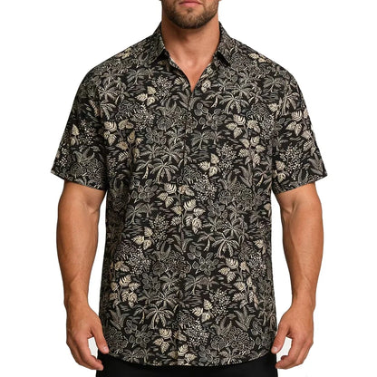 Chemise décontractée pour homme à imprimé graphique vintage, chemise hawaïenne à manches courtes pour l'été, chemises boutonnées, vêtements pour homme, chemise streetwear tendance