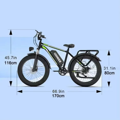Batterie Ebike F26 1000W 48V 17,5AH, pneus tout-terrain 26 pouces, freins hydrauliques, vitesse maximale de 45 km/h, vélo électrique adulte.