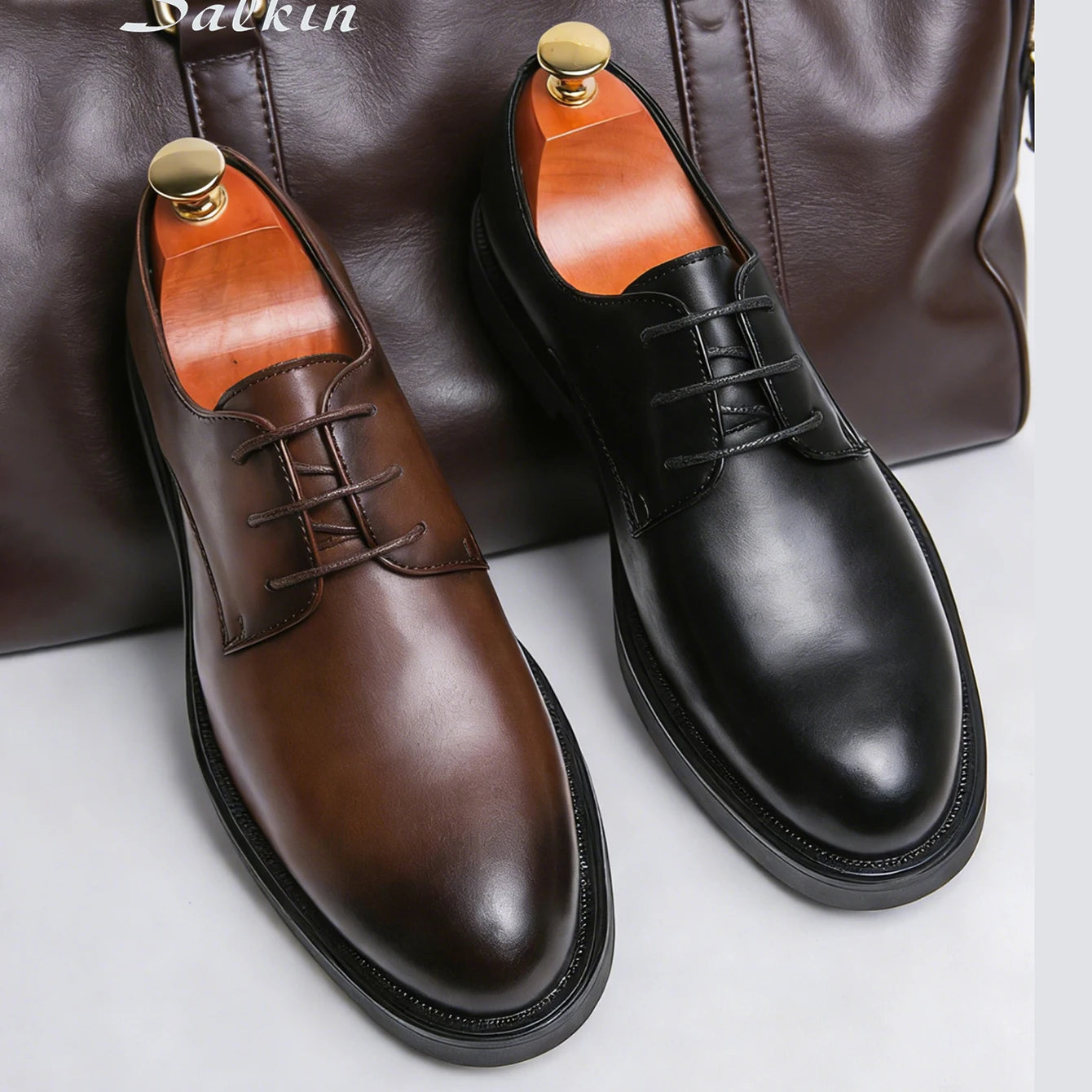 Chaussures habillées classiques pour hommes, chaussures Derby à lacets, chaussures formelles de bureau en cuir, antidérapantes, résistantes à l'usure, chaussures décontractées quotidiennes