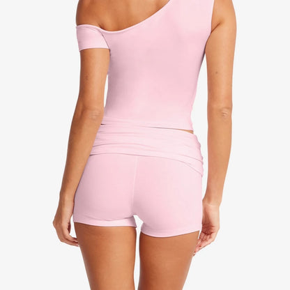 Tenues d'entraînement de yoga assorties pour femmes, ensemble 2 pièces décontracté, un court initié, un t-shirt en Y et un short taille haute