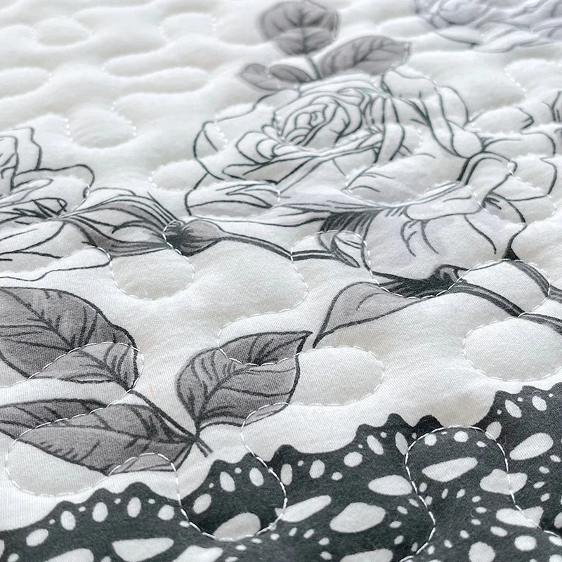 Couvre-lit matelassé pour lits, couverture épaisse avec dentelle, taille simple/Queen/King, imprimé floral, couvre-lit doux, 1 pièce