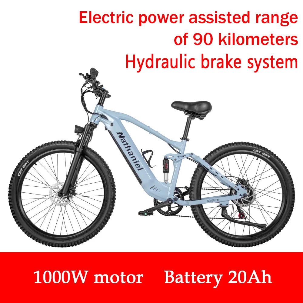 Nathaniel SYR03 vélo électrique 27.5 "48V1000W vélo électrique assisté adulte 45Ah grande capacité batteries au lithium détachables Ebike