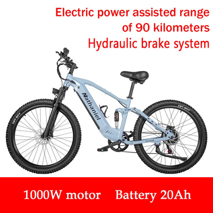 Nathaniel SYR03 vélo électrique 27.5 "48V1000W vélo électrique assisté adulte 45Ah grande capacité batteries au lithium détachables Ebike