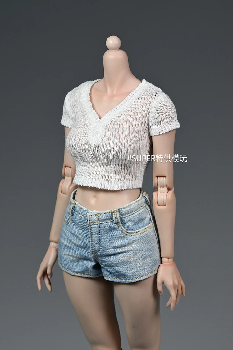 Poupées féminines à l'échelle 1/6, tissu tricoté blanc, modèle de corps d'action de 12 pouces