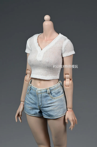 Poupées féminines à l'échelle 1/6, tissu tricoté blanc, modèle de corps d'action de 12 pouces