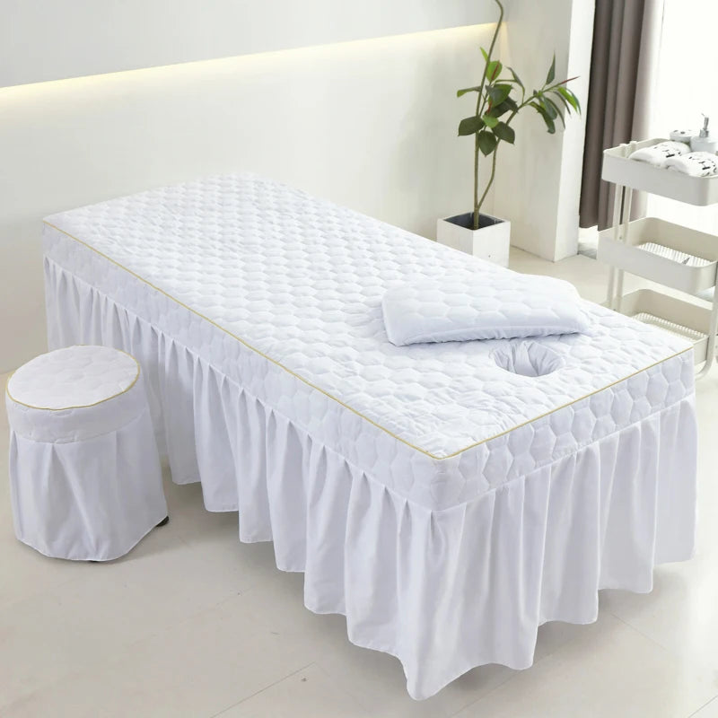 Jupe de lit épaisse pour Salon de beauté, Table de Massage, couvre-lit de haute qualité, doux pour la peau, couvre-lit pour thérapie SPA avec trou
