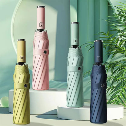 Parapluie 12 baleines grand parapluie résistant entièrement automatique pluie hommes femmes coupe-vent grand 3 parapluies pliants parasol cadeau