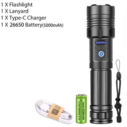 Lampe de poche Super XGardens 90, 120, lumière LED injuste, torche haute puissance, lampe de camping aste, USB 18650