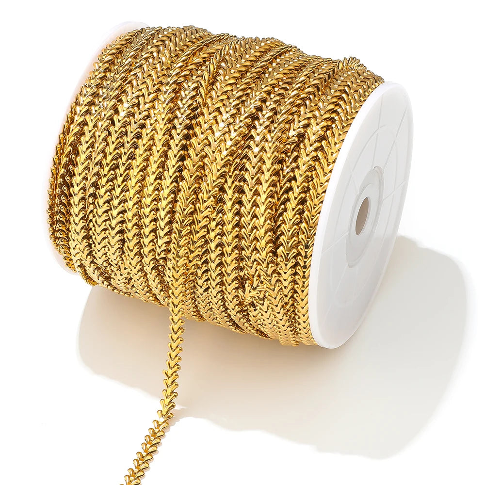 Oral ron plaqué or en acier inoxydable, chevron Sophia creux, bijoux de bricolage, boucles d'oreilles, colliers de la présidence exécutive, accessoires de bracelets, 1 mètre