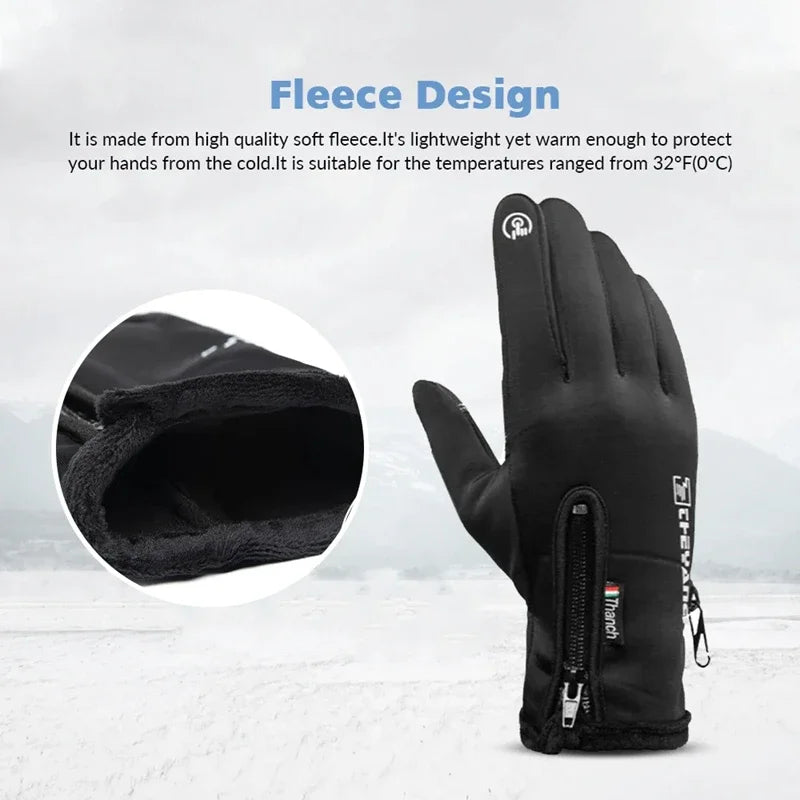 Gants d'hiver imperméables pour écran tactile thermique, coupe-vent, chauds, pour temps froid, course à pied, équitation, sport, randonnée, Ski