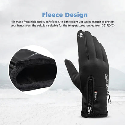 Gants d'hiver imperméables pour écran tactile thermique, coupe-vent, chauds, pour temps froid, course à pied, équitation, sport, randonnée, Ski