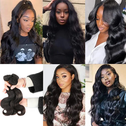 Lot de 3 extensions de cheveux humains malaisiens Body Wave 100 % non traités, cheveux vierges, couleur naturelle