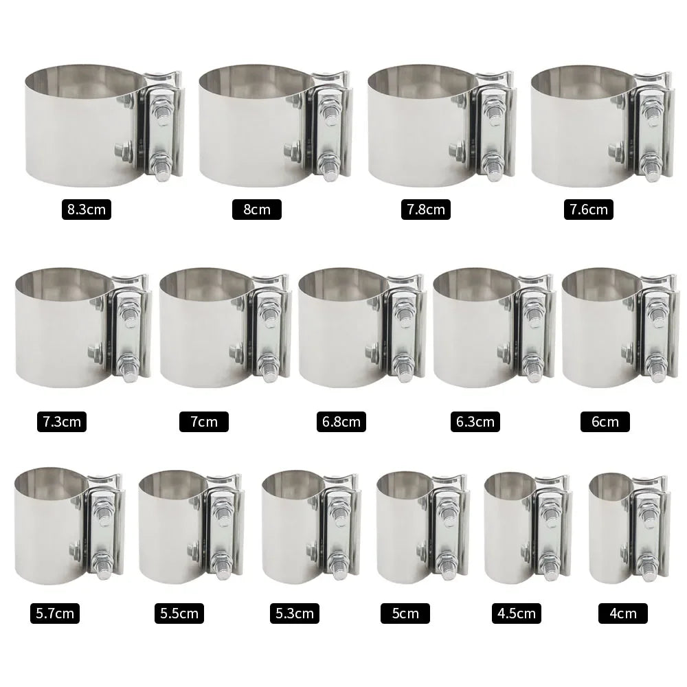 Cerceau de connexion de tuyau d'échappement universel, collier de serrage en acier solide, bande de Joint bout à bout d'échappement en acier inoxydable, accessoires de voiture