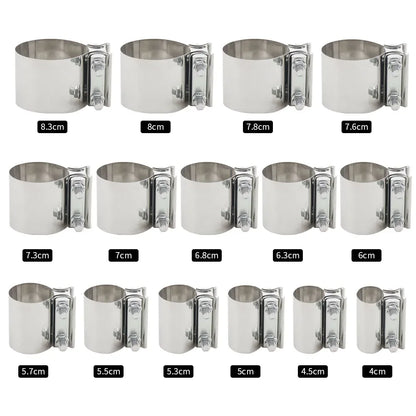 Cerceau de connexion de tuyau d'échappement universel, collier de serrage en acier solide, bande de Joint bout à bout d'échappement en acier inoxydable, accessoires de voiture