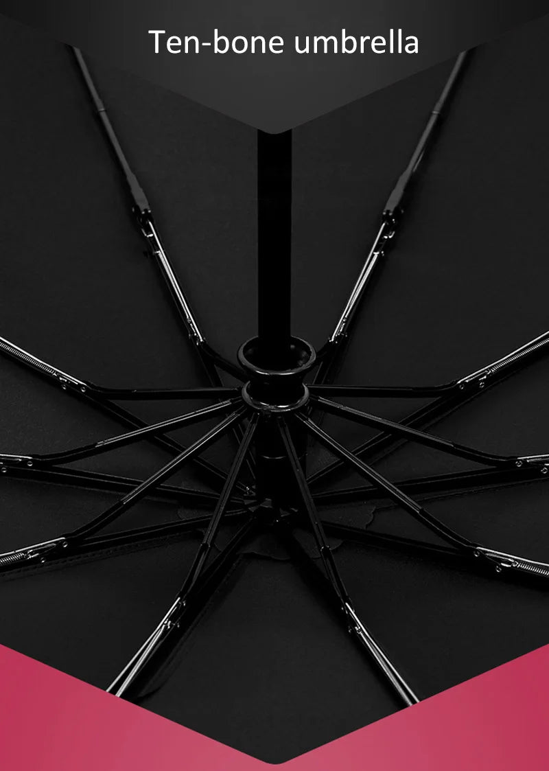 Grand parapluie entièrement automatique et résistant, pliable, pour homme et femme, idéal pour les affaires, le travail ou la pluie