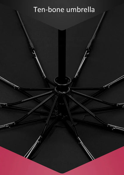 Grand parapluie entièrement automatique et résistant, pliable, pour homme et femme, idéal pour les affaires, le travail ou la pluie