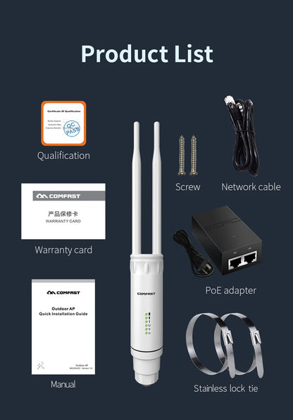 Répéteur de routeur omnidirectionnel 2G et 5G, Point d'accès extérieur haute puissance AC1200, antenne 2 * 5dBi, amplificateur de Station de Base WiFi longue portée