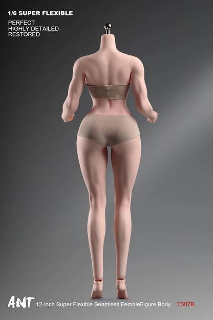 ANT T307 Figurine d'action femme à l'échelle 1/6, corps sans couture, maquillage, corps musclé, gros seins, 12 pouces, teint clair, corps flexible normal