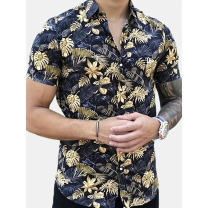 Chemise décontractée pour homme à imprimé graphique vintage, chemise hawaïenne à manches courtes pour l'été, chemises boutonnées, vêtements pour homme, chemise streetwear tendance