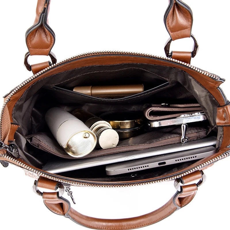 Sacs à main de luxe en cuir véritable pour femmes, nouveaux sacs à bandoulière à motif crocodile pour dames, sac fourre-tout décontracté de grande capacité