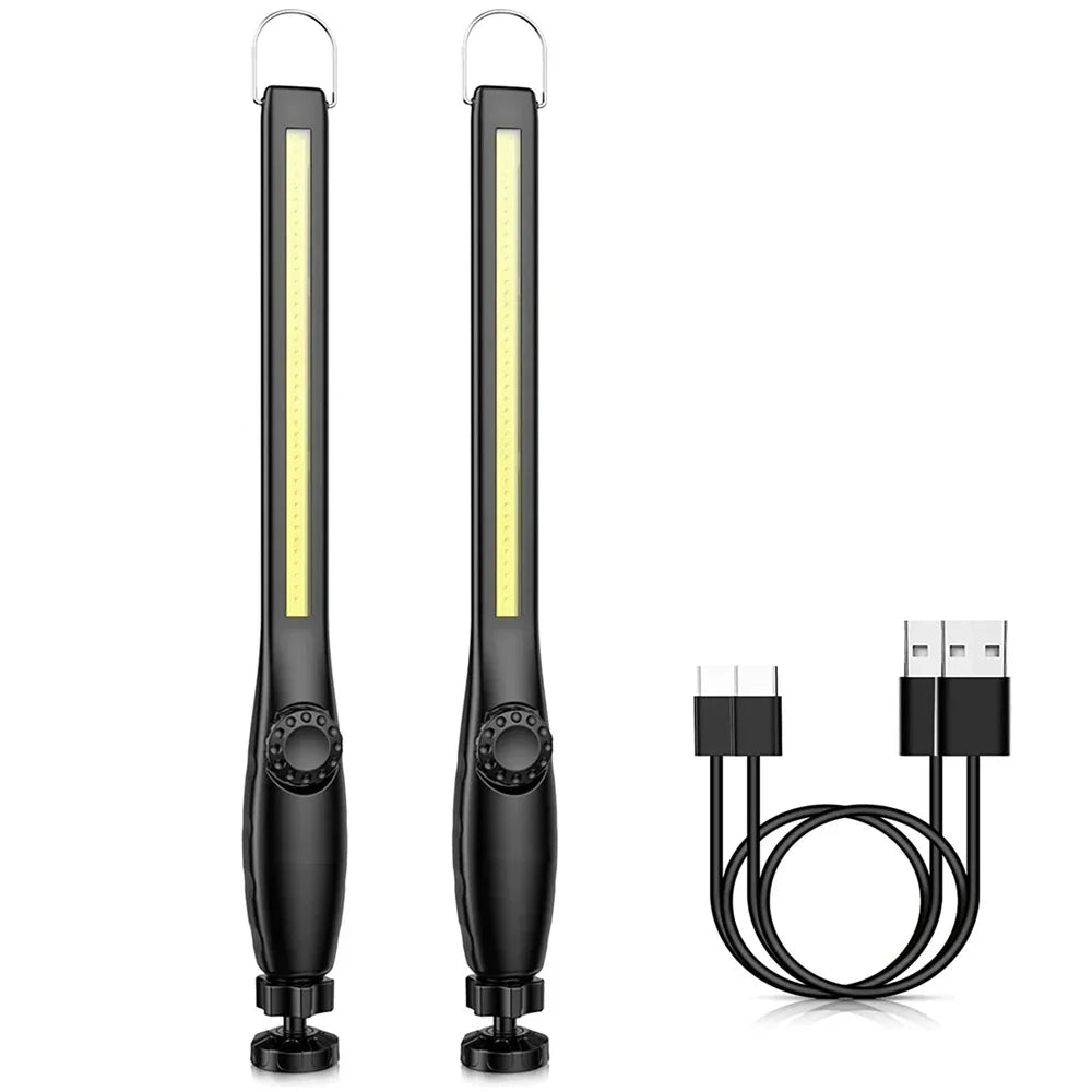 Lampes de poche LED lampe de travail rechargeable avec base magnétique et crochet de suspension 3 modes projecteur pour gril de réparation de voiture utilisation en extérieur