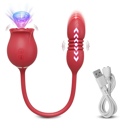 Vibromasseur à succion pour femmes, stimulateur clitoridien, masseur de mamelon Oral, gode vibrant de poussée, jouet sexuel Rose 2 en 1 pour femmes