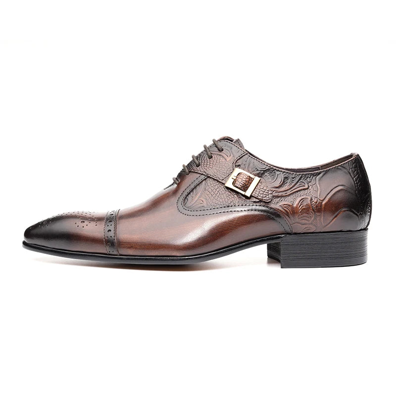 Chaussures provoqué formelles en cuir véritable pour hommes, chaussures Oxford de luxe, chaussures d'affaires haut de gamme, style européen élégant