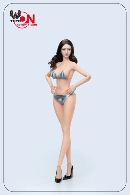 W TOYS 1/6 Xiaoru Corps flexible sans couture avec maillot de bain et pieds détachables, figurine d'action féminine de 12 pouces