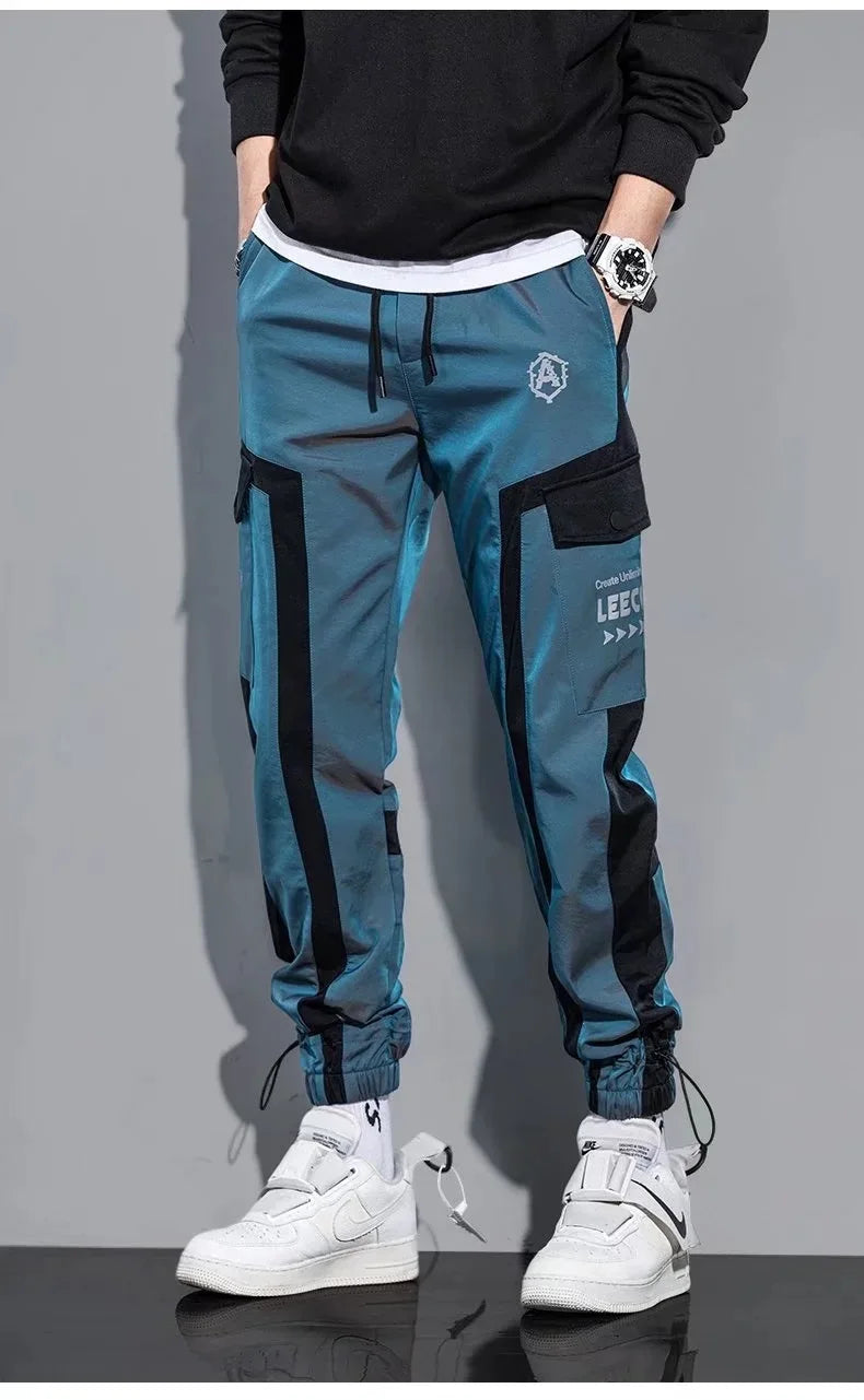 Pantalons décontractés minces de streetwear pour hommes, pantalons de jogging Harem à rubans pour hommes, pantalons cargo de printemps slim à poches multiples pour femmes K12