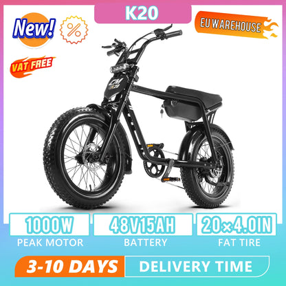 Vélo électrique CMACEWHEEL K20 eBIKE Peak 1000W, 48V15Ah, pneus larges, 20 pouces, VTT électrique pour adultes