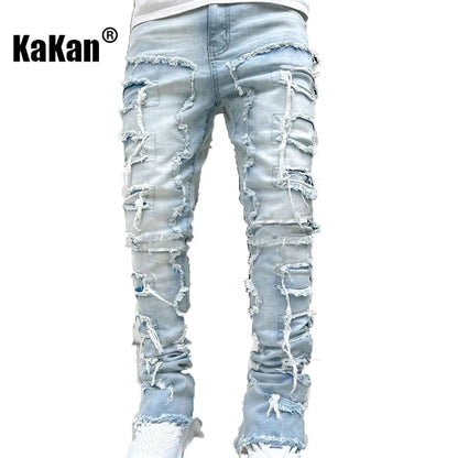 Kakan - Nouveaux jeans extensibles européens et américains pour hommes, coupe droite High Street, coupe droite, 16-301