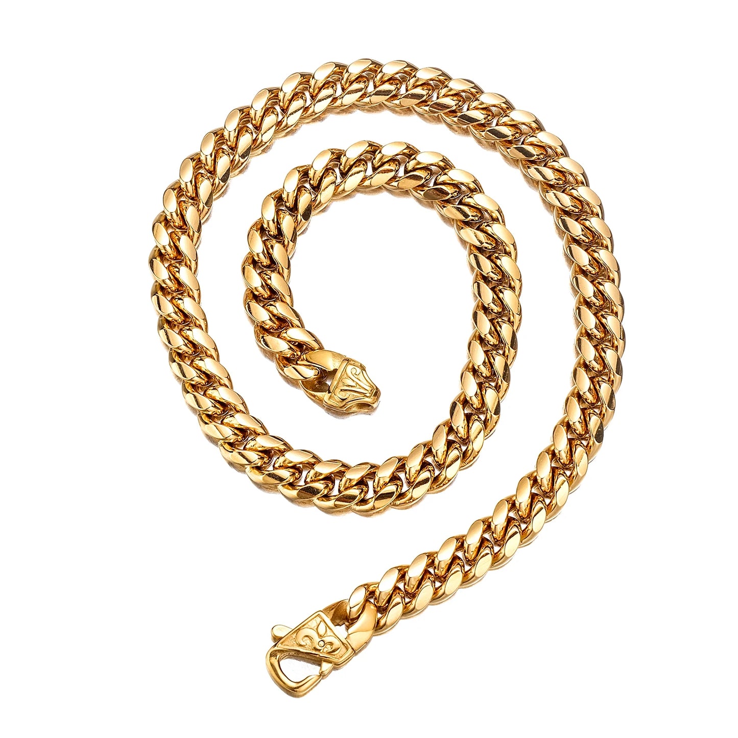 Collier à maillons cubains dorés Hip-Hop en acier inoxydable pour hommes et femmes, bijoux tendance