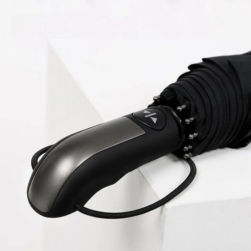 Grand parapluie entièrement automatique et résistant, pliable, pour homme et femme, idéal pour les affaires, le travail ou la pluie