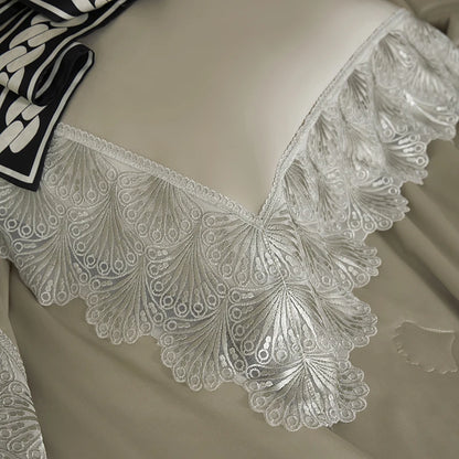 Couvre-lit matelassé en coton Lyocell doux et soyeux, housse de lit, surmatelas, drap de lit, taies d'oreiller en dentelle, 3/5 pièces