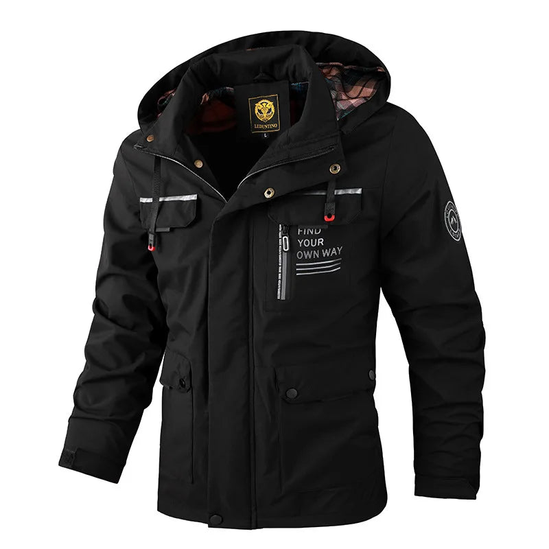 Mode hommes décontracté coupe-vent vestes à capuche veste homme imperméable en plein air coque souple hiver manteau vêtements chaud polaire épais