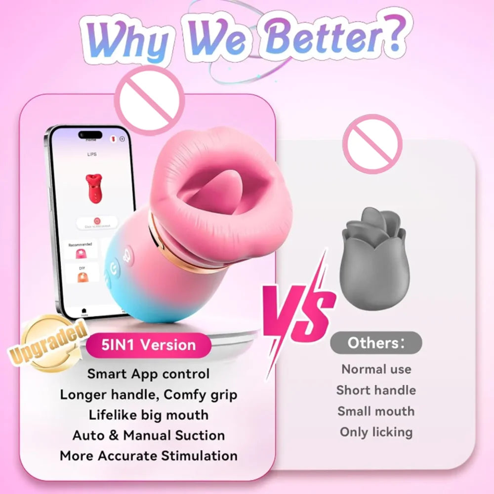 Vibromasseur à succion pour femme, léchage de langue, stimulateur de Clitoris Oral et de mamelon, contrôle par application, jouets sexuels vibrants sous vide pour Couples