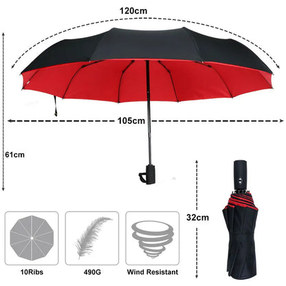 Parapluie coupe-vent double couche résistant entièrement automatique pluie hommes femmes 10K mâle grand parapluies parasol