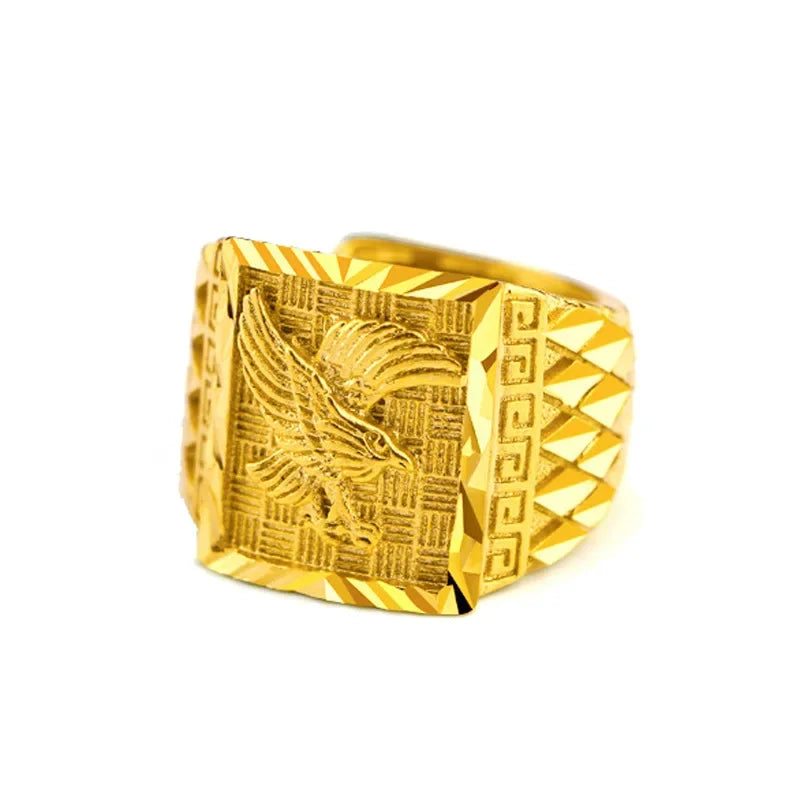 Group bague ouverte en or 14 carats avec document Eagle pour homme, accessoires de père et de frère, bijoux fins, meilleur optique, cadeaux
