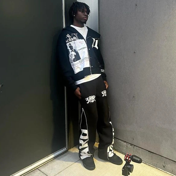 Sweats à capuche zippés streetwear hommes vêtements femmes Y2K Harajuku gothique patchwork surdimensionné brodé sweats à capuche rétro noirs