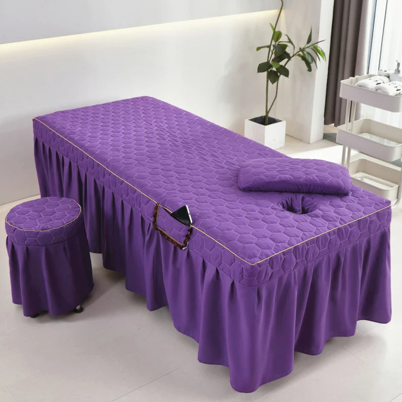 Jupe de lit épaisse pour Salon de beauté, Table de Massage, couvre-lit de haute qualité, doux pour la peau, couvre-lit pour thérapie SPA avec trou