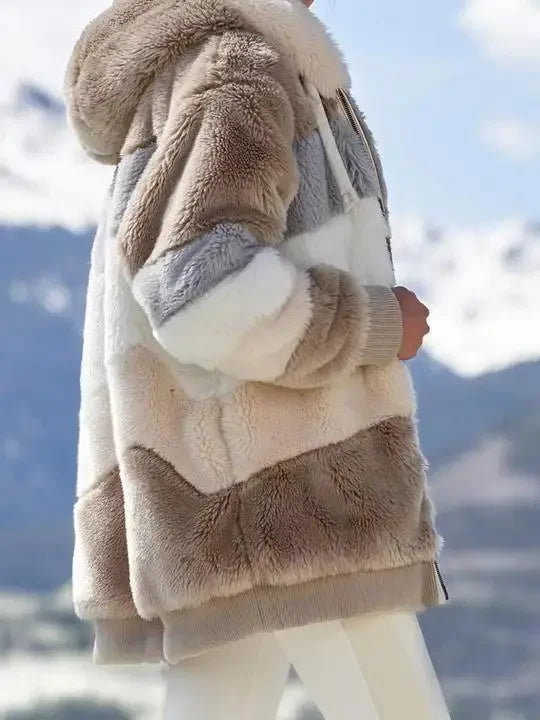 Mode d'hiver femmes manteau nouveau décontracté à capuche fermeture éclair dames vêtements cachemire femmes veste couture Plaid dames manteaux