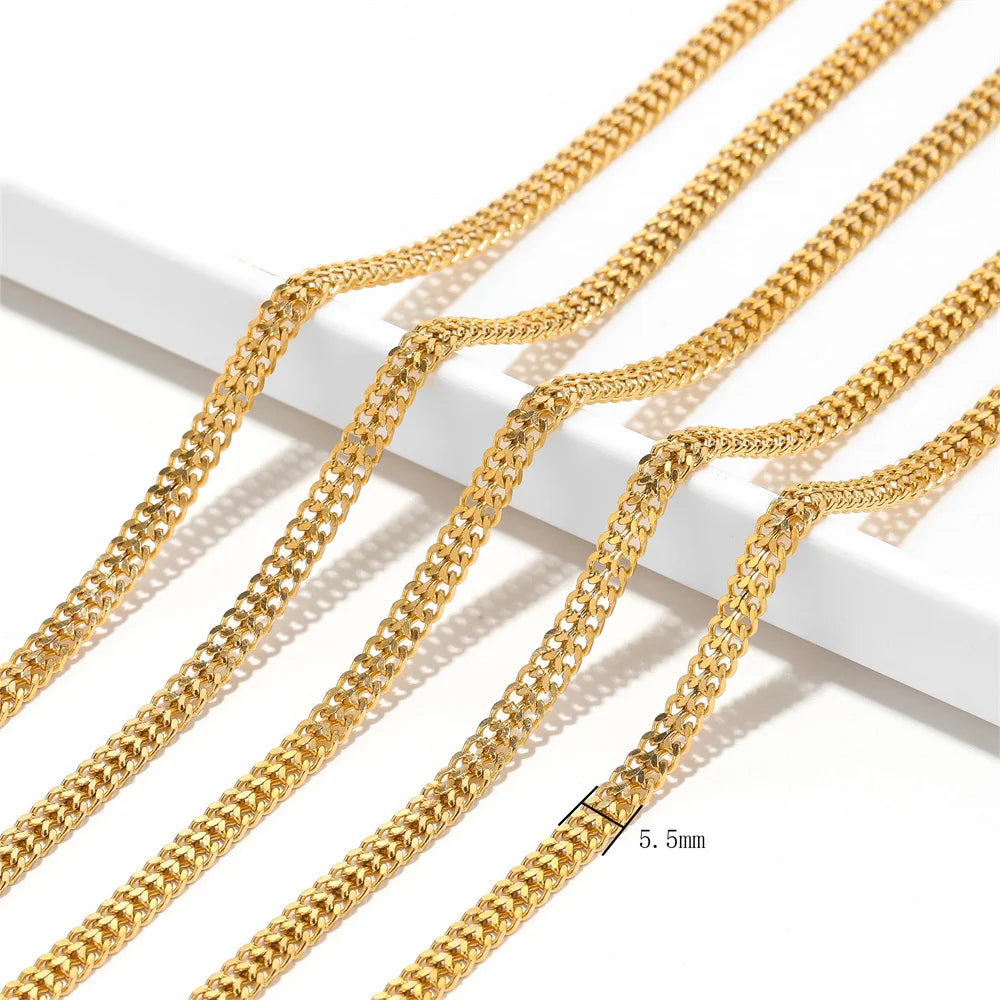 Chaîne à maillons cubains en acier inoxydable, 1 mètre, couleur or, ras de cou pour la fabrication de bijoux, résultats de colliers, accessoires de Bracelets