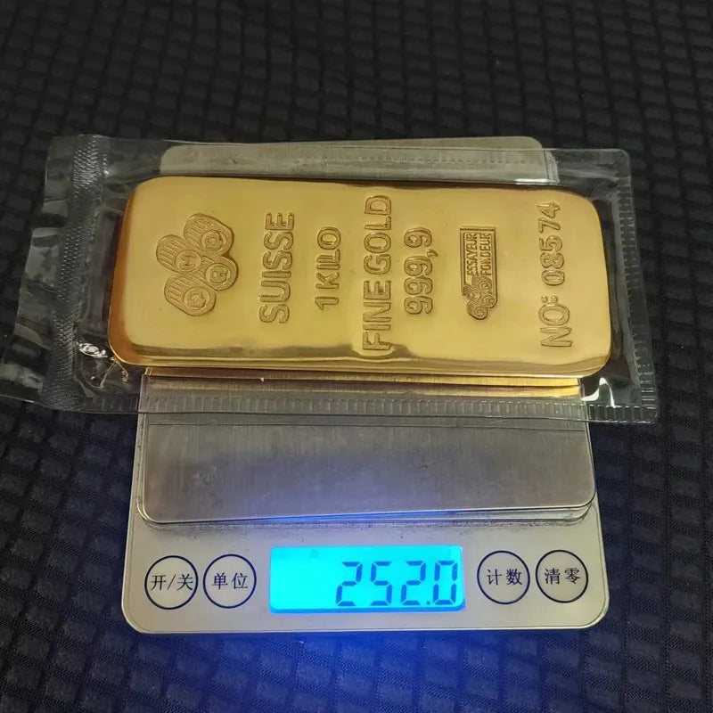 Suisse 1000g barre d'or 1:1 copie Suisse 1kg réplique de lingots d'or barre d'or bijouterie affichage bancaire échantillon antivol