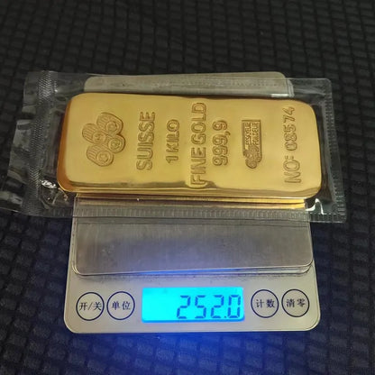 Suisse 1000g barre d'or 1:1 copie Suisse 1kg réplique de lingots d'or barre d'or bijouterie affichage bancaire échantillon antivol