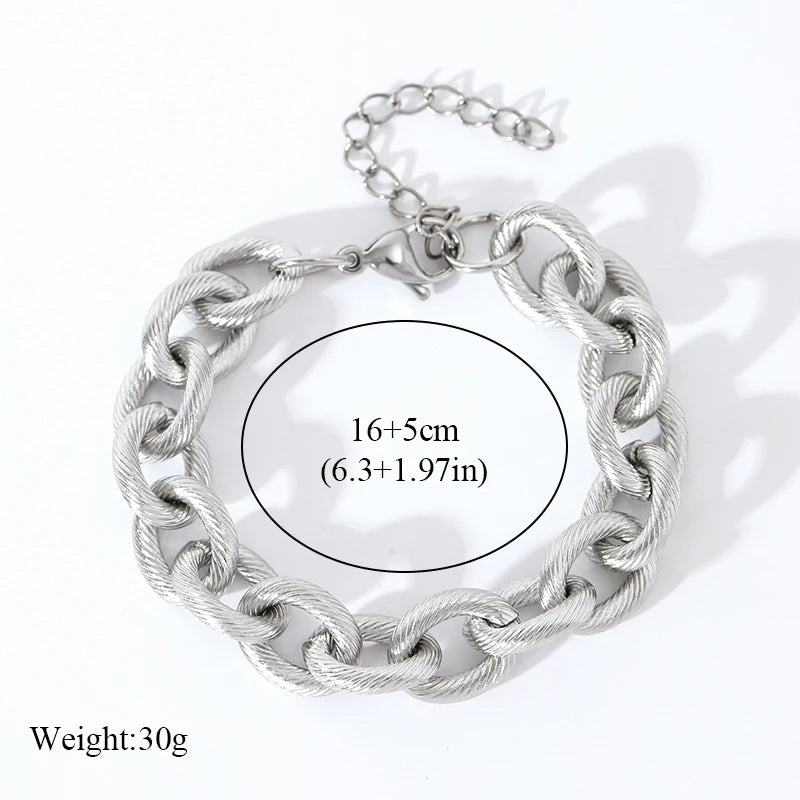 EILIECK Bracelet chaîne cubaine en acier inoxydable 316L couleur or pour femmes hommes tendance punk étanche chaîne de poignet bijoux cadeau fête