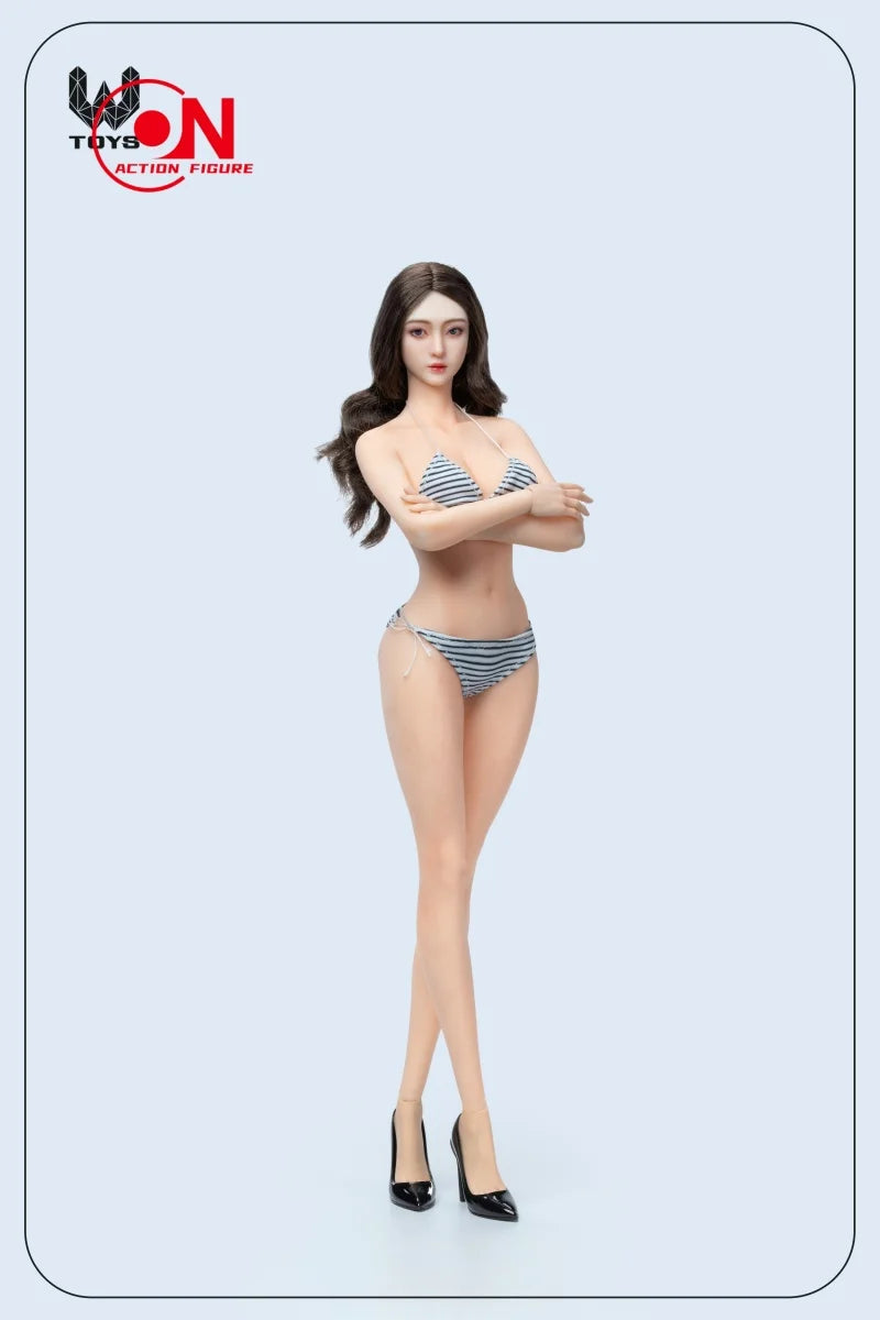W TOYS 1/6 Xiaoru Corps flexible sans couture avec maillot de bain et pieds détachables, figurine d'action féminine de 12 pouces