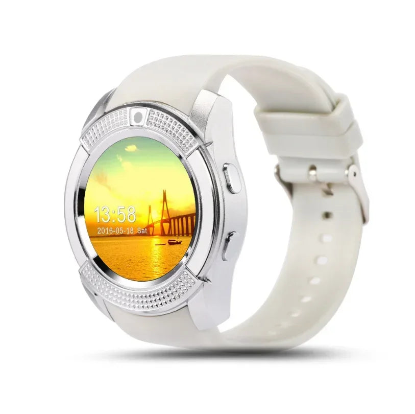 Nouvelle montre intelligente V8 PLUS prenant en charge la connexion de synchronisation de carte SIM Whats app Twitter Facebook Montre podomètre étanche de sport pour hommes et femmes