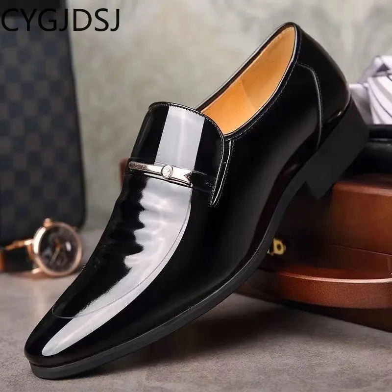 Mocassins italiens pour hommes, chaussures en cuir verni pour hommes, chaussures décontractées, chaussures formelles, costume d'affaires, chaussures à enfiler pour hommes, coiffeur, chaussure homme