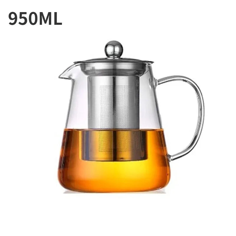 Théière en verre – Borosilicate résistant à la chaleur avec infuseur amovible en acier inoxydable, service à thé Kung Fu