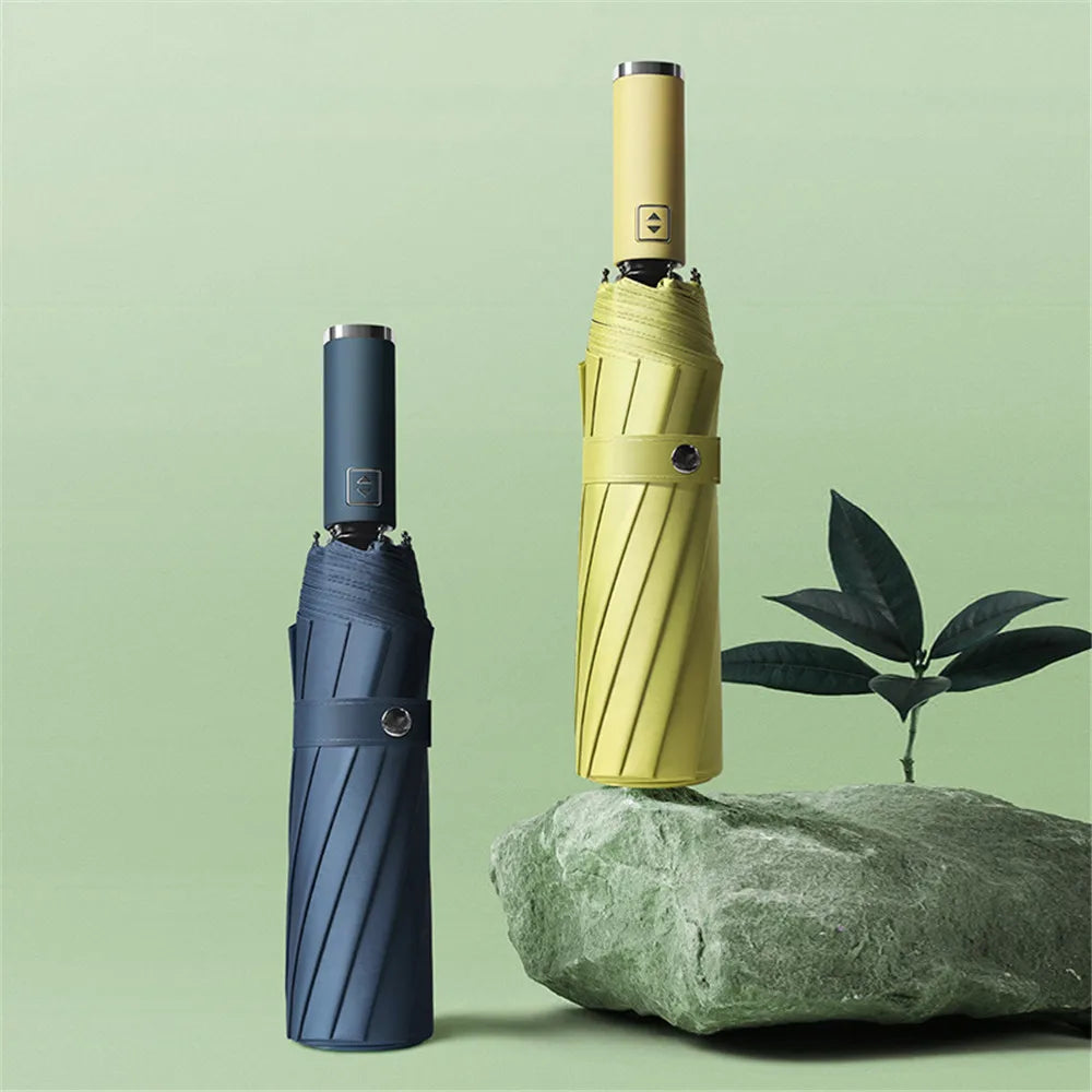 Parapluie 12 baleines grand parapluie résistant entièrement automatique pluie hommes femmes coupe-vent grand 3 parapluies pliants parasol cadeau